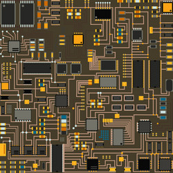 computer chip technology processor circuit vector image