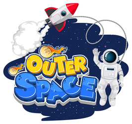 Outer space logo with astronaut and spaceship vector