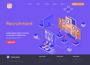 Recruitment isometric landing page human resource vector