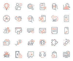 Technology icons set included icon as outsourcing vector