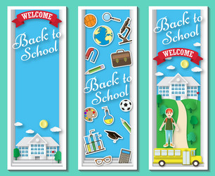 three vertical back to school frames vector