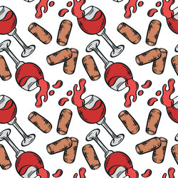 wineglass and cork seamless pattern Vector Image