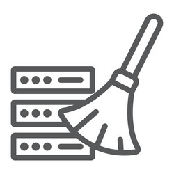 Database cleaning line icon data and analytics vector