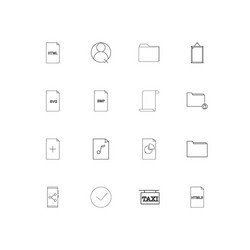 files and folders sign linear thin icons set vector image