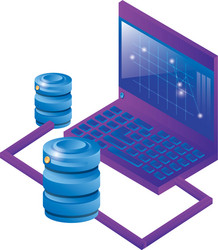 Laptop computer with data disks vector