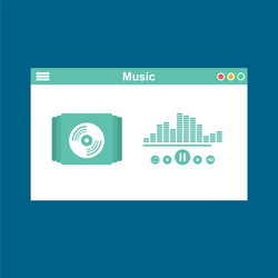 media player application app template with flat vector image