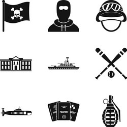 rest in army icons set simple style vector image