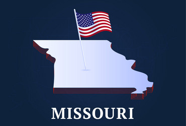 missouri state isometric map and usa national vector