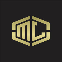 Ml logo monogram with hexagon shape and piece vector