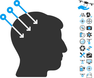 neural interface connectors icon with copter tools vector image