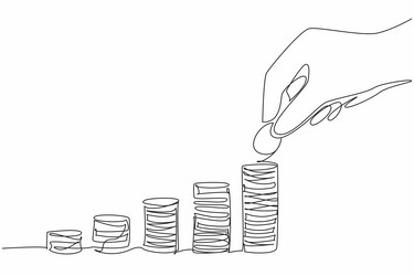 single continuous line drawing 5 different stacks vector image