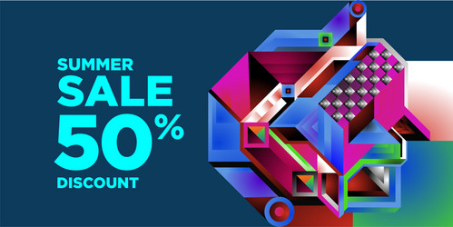 summer sale 50 discount with geometric colorful vector