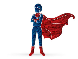 super hero man standing with costume cartoon vector