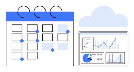 calendar and digital dashboard highlighting data vector image