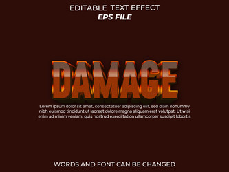 damage text effect font editable typography 3d vector image