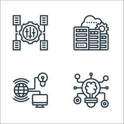 Data analytics line icons linear set quality vector