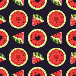 flat style seamless pattern with watermelon slice vector image