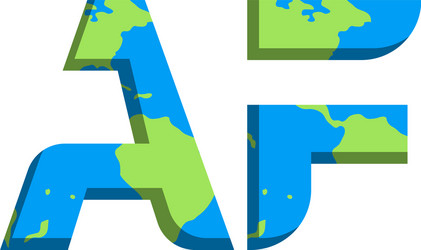 Initial af logo design with world map style vector