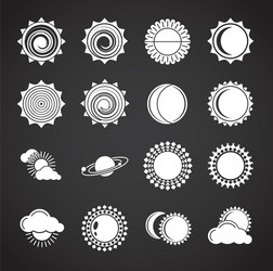 Sun related icons set on background for graphic vector