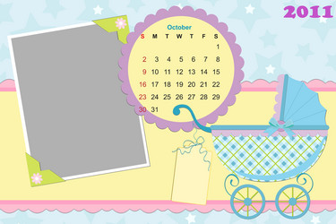 babys calendar for october 2011 vector