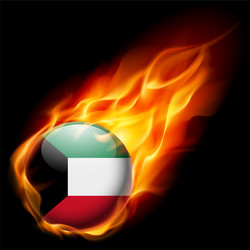 Round glossy icon of kuwait vector