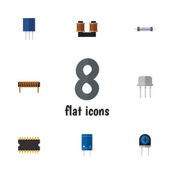 flat device set of bobbin resistor resist vector image