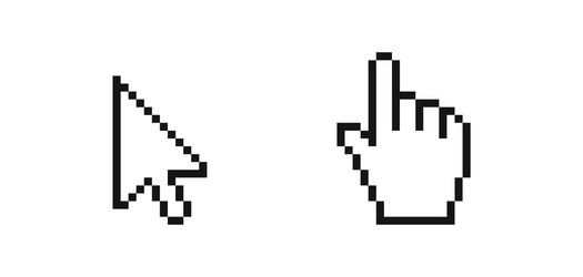 Mouse arrow pointer hand click icon in pixel vector