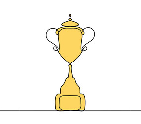 Abstract color cup as continuous lines drawing vector