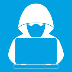 computer hacker with laptop icon white vector image