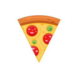 fresh appetizing pizza triangle slice top view vector