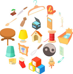 Homes things icons set cartoon style vector