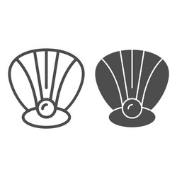 Perl in a shell line and glyph icon clam vector