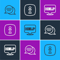 set line speech bubble chat with text help vector image