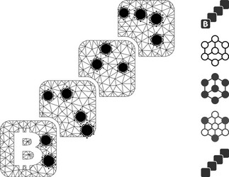 Bitcoin blockchain polygonal mesh icon vector