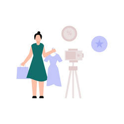 Girl is making promotional videos for clothes vector