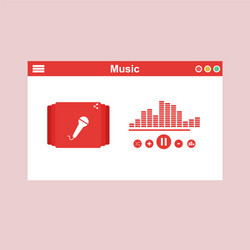 media player application app template with flat vector image