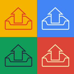 pop art line upload inbox icon isolated on color vector image