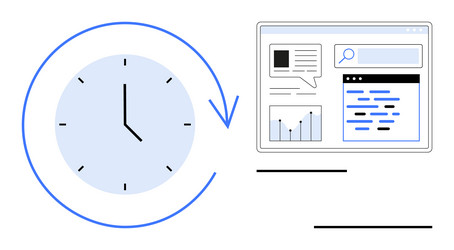 time management concept with clock and digital vector image
