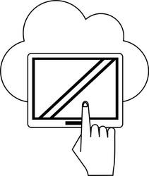 cloud computing technology in black and white vector image