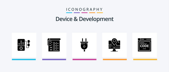 device and development glyph 5 icon pack vector