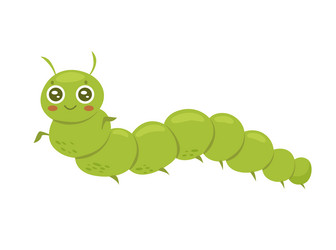 green cute caterpillar vector