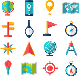 Map Icon Set - Geography Tools vector image