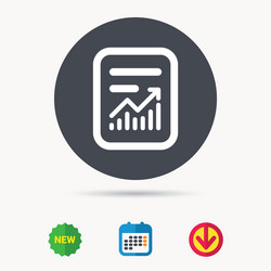 report file icon document page with statistics vector image