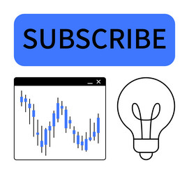 subscribe button with candlestick chart and light vector image