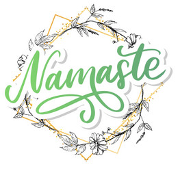 hand drawn namaste card hello in hindi ink vector