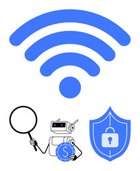 ai robot analyzing secure wireless connectivity vector image
