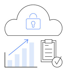 cloud security with data analysis growth chart vector image