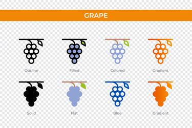 grape icon in different style icons vector image