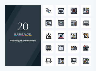 20 web design and development line filled icon vector