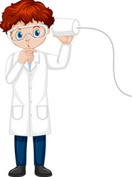 a boy cartoon character wearing laboratory coat vector